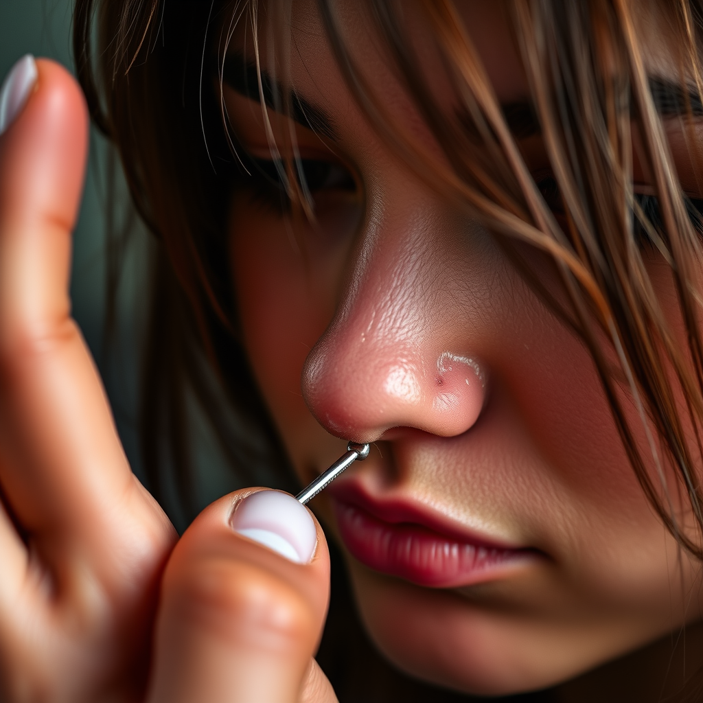Preparing for Insertion - how to get a corkscrew nose ring in