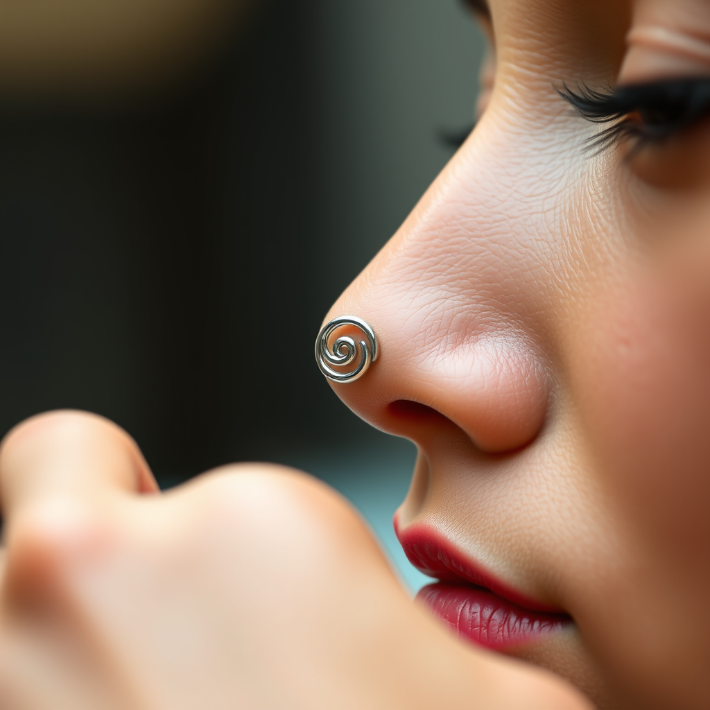 Inserting the Spiral Nose Ring - how to put in spiral nose ring